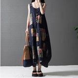 Plus Size Sleeveless Cotton Linen Maxi Dress