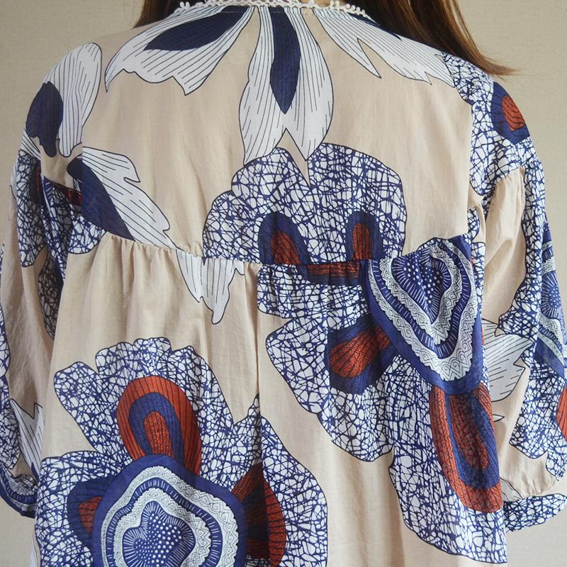 Print Vintage Spliced Single Breasted Blouse