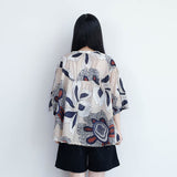 Print Vintage Spliced Single Breasted Blouse