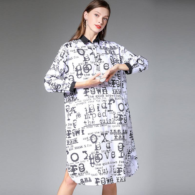 Loose Letter Print Plus Size Midi Dress