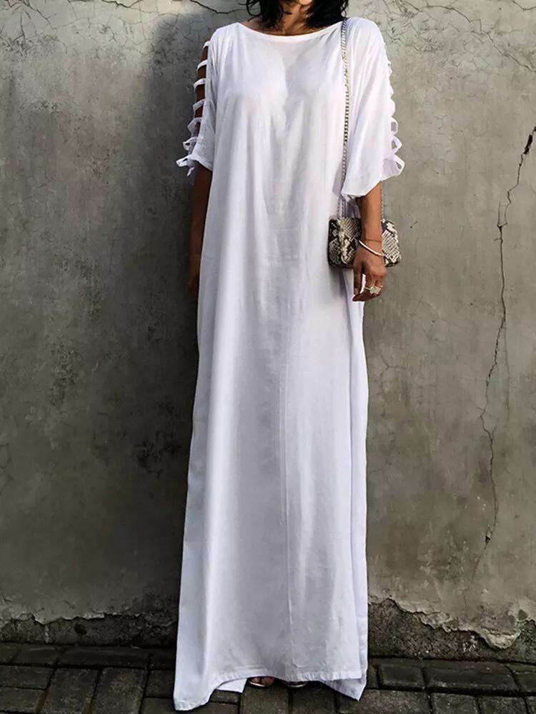 Solid Color Casual White Black Summer Dress