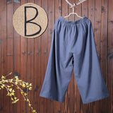 Women Spring Casual Solid Ankle Length Wide Leg Pants