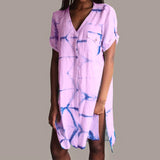 Print Short Sleeves Mini Length Dress