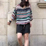 Multicolor Striped Summer Shirt Blouses