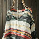 Multicolor Striped Summer Shirt Blouses