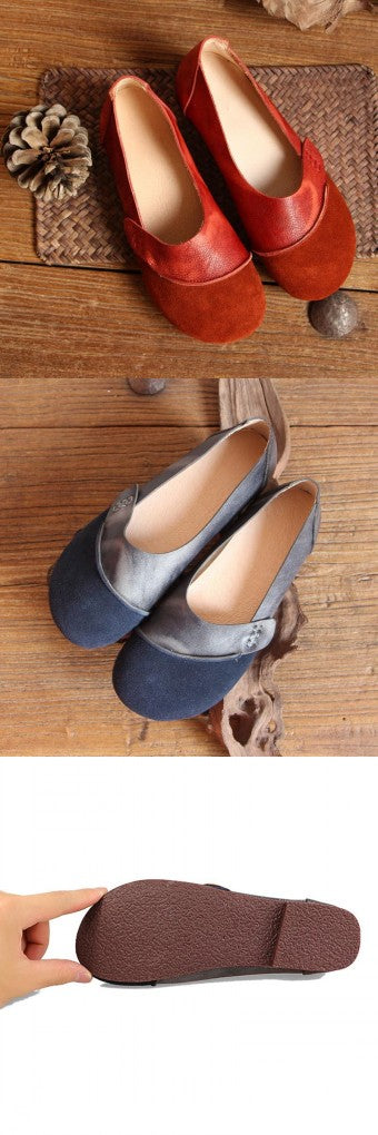 Women Soft Leather Casual Vintage Flat Shoes