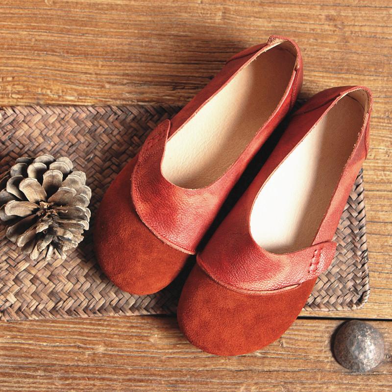 Women Soft Leather Casual Vintage Flat Shoes