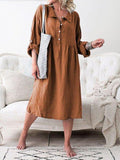 Casual A-line Long Sleeve Midi Dresses