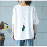 Round Neck Pullover Loose Short-Sleeved Patch T-shirt