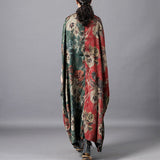 Women Silk Paneled Casual Printed Irregular Loose Maxi Dress