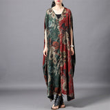 Women Silk Paneled Casual Printed Irregular Loose Maxi Dress