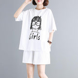 Summer Casual Cotton Short Sleeve Blouse And Shorts