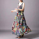 Print Irregular Lace-Up Irregular Slip Dress