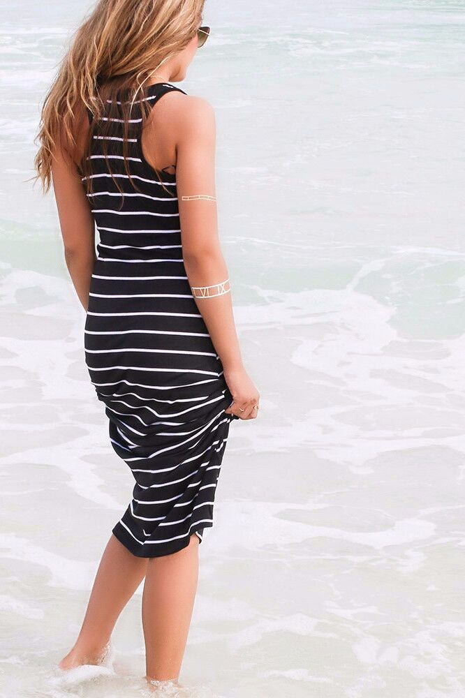 Sexy Fashion Striped Beach Dress
