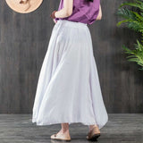 Solid Color Summer Linen Long Skirt