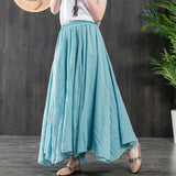 Solid Color Summer Linen Long Skirt