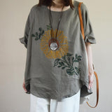 Embroidery Loose Short Sleeve Summer T-Shirt