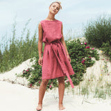 Summer Red Beach Linen Mini Dress
