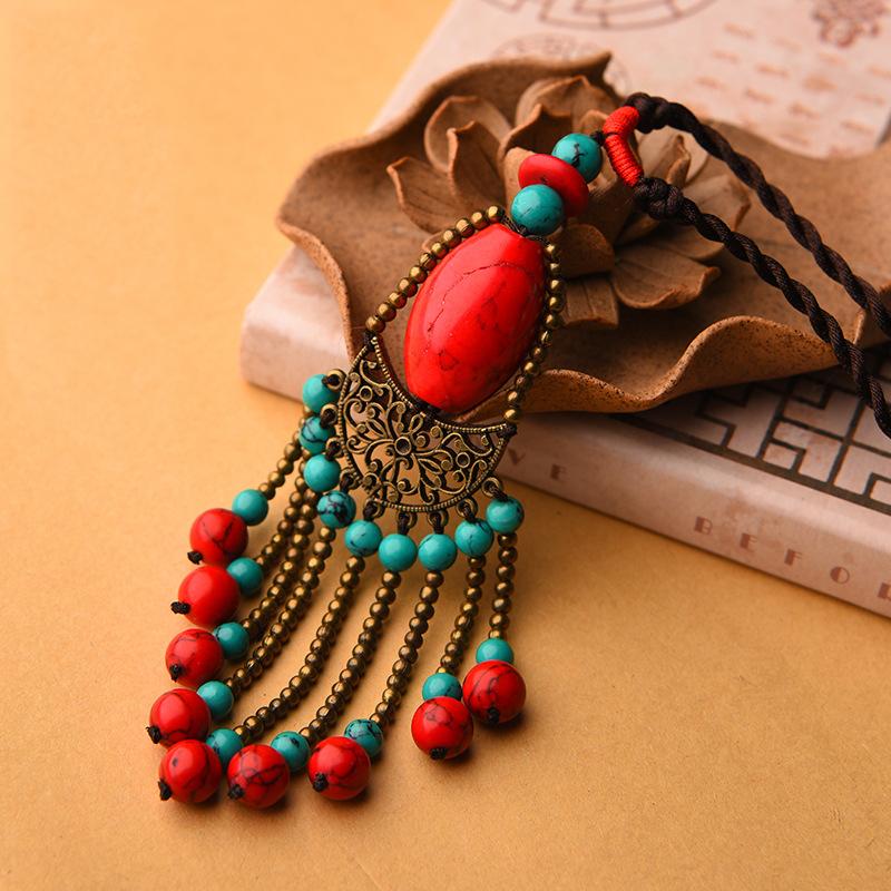 Ethnic Exaggerated Tassel Long Pendant Necklaces