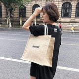 Summer Casual Woven Letter Print Tote Bag