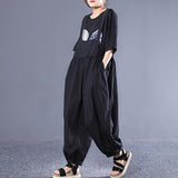 Literary Loose Pleated Bloomers Casual Jumpsuit