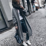 Grey Knit Cardigan Long Sweater Coats
