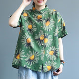Casual Sunflower Print Short Sleeve Shirt