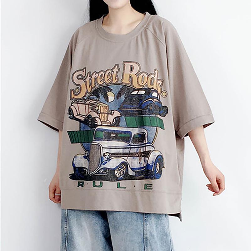 Cartoon Letter Printed Casual Loose T-Shirt