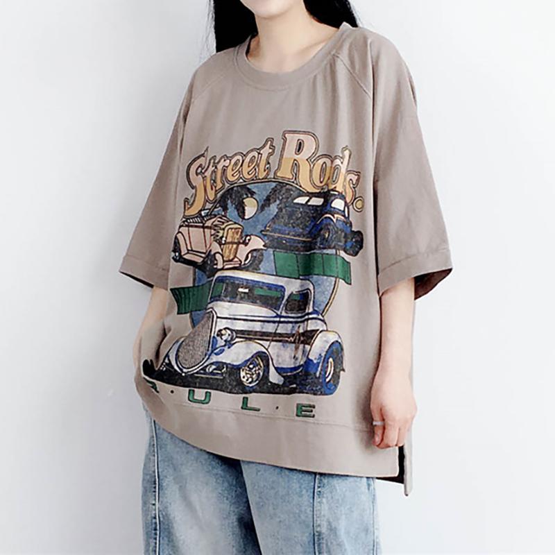 Cartoon Letter Printed Casual Loose T-Shirt