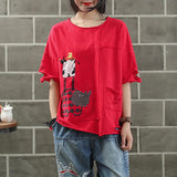 Ripped Hole Embroidery Irregular Casual T-Shirt