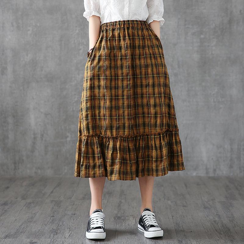 Casual Literary Plaid A-Line Women' Skirt