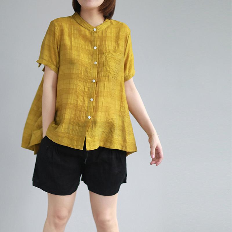 Casual Elegant Stand Neck Short Sleeve Blouse