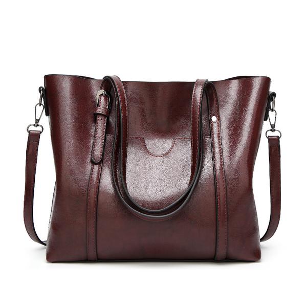 Women Large Capacity Tote Soft PU Leather Shoulder Bag