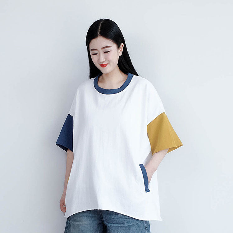 Colorblock Summer Casual Cotton T-Shirt