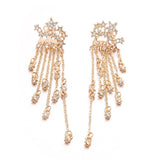 Sparkly Gold Silver Star Tassel Earrings