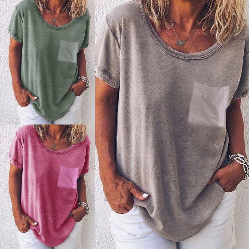 Casual T-shirts With Pocketed