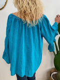 Plain Lace-Up Three-Quarter Sleeve Standard Blouse