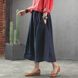 Spring New Embroidery A-line Plain Skirt
