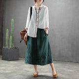Spring New Embroidery A-line Plain Skirt
