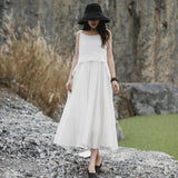 Cotton Vintage Spliced Solid Sleeveless Dress