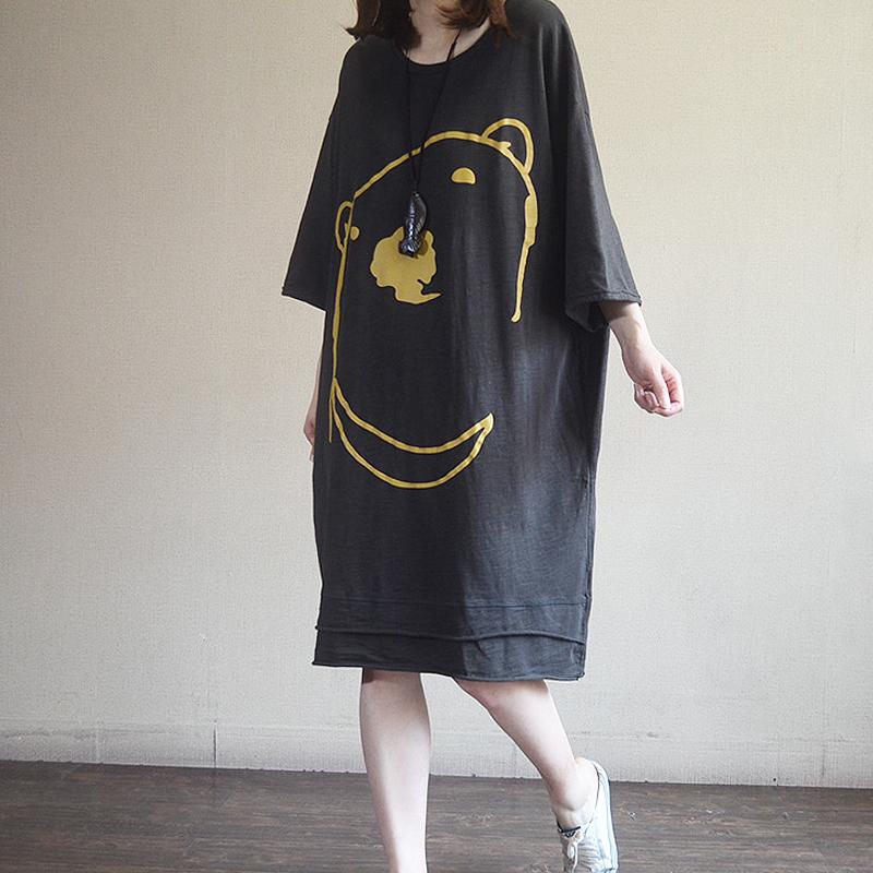 Women Half Sleeve Cartoon Midi Dresses