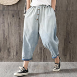 Vintage Calf-Length Washed Harem Jeans