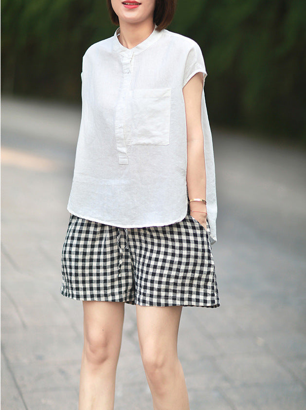Summer Sleeveless Cotton Shirt