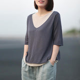 Summer Double Layer Casual Loose Knit T-Shirt
