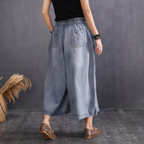 Embroidery Pockets Frayed Casual Loose Jeans