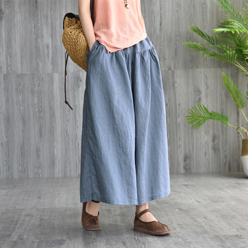 Loose Cotton and Linen Casual Wide Leg Pants